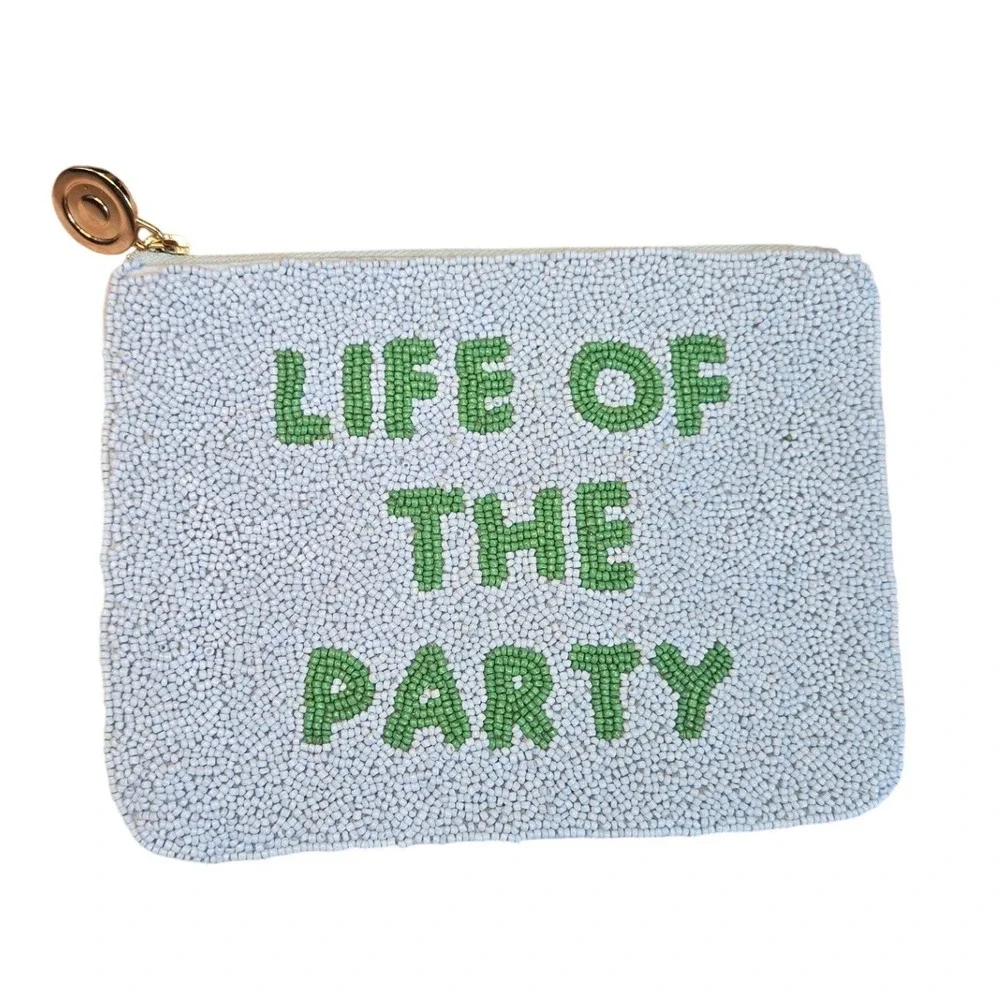 Kate Spade Beaded Clutch Bag Pouch Life of the Party Blue Green‎ Zipper NWOT